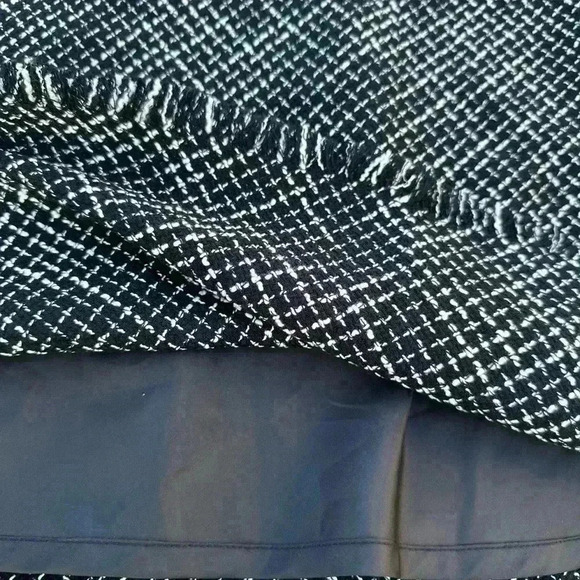 Coldwater Creek A-Line tweed Skirt Large black lined fringe business casual - Picture 4 of 7